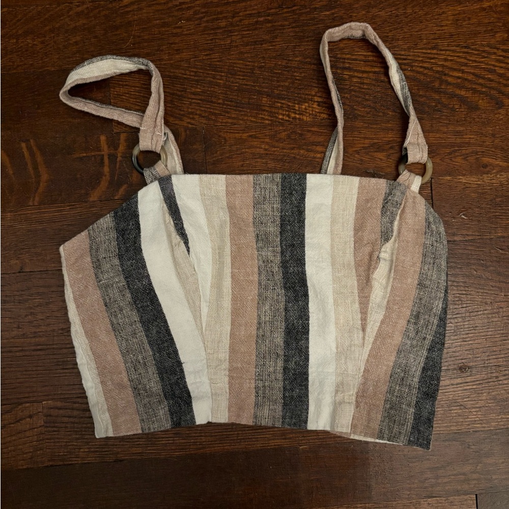 Neutral linen crop top